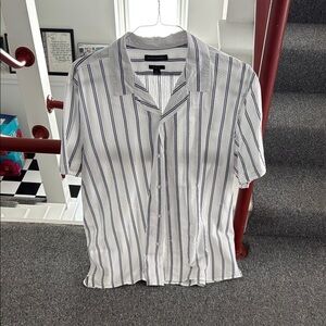 Banana Republic Casual White and Navy Button Down Shirt